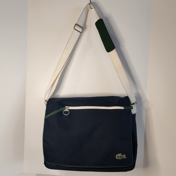 Vintage Lacoste Izod Retro Messenger Laptop Shoulder Bag Satchel Nylon - Picture 3 of 16
